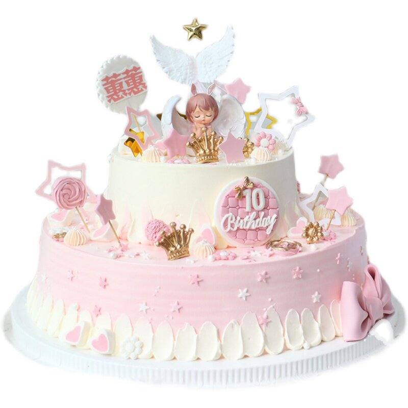 生日蛋糕麦田女宝动物奶油翻糖蝴蝶结女孩南京配送新鲜生日蛋糕