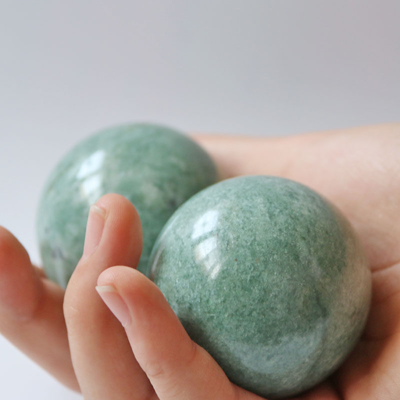 健身球天然玉石手球绿色真玉保健按摩球老人手健身球