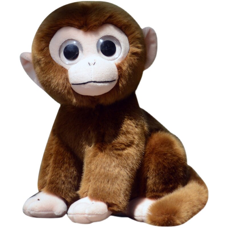 可爱大眼睛猴子公仔棕色小猴毛绒玩具仿真动物玩偶毛绒布艺类玩具