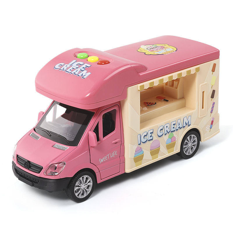 儿童冰淇淋玩具车回力粉色汽车雪糕女孩巴士仿真惯性