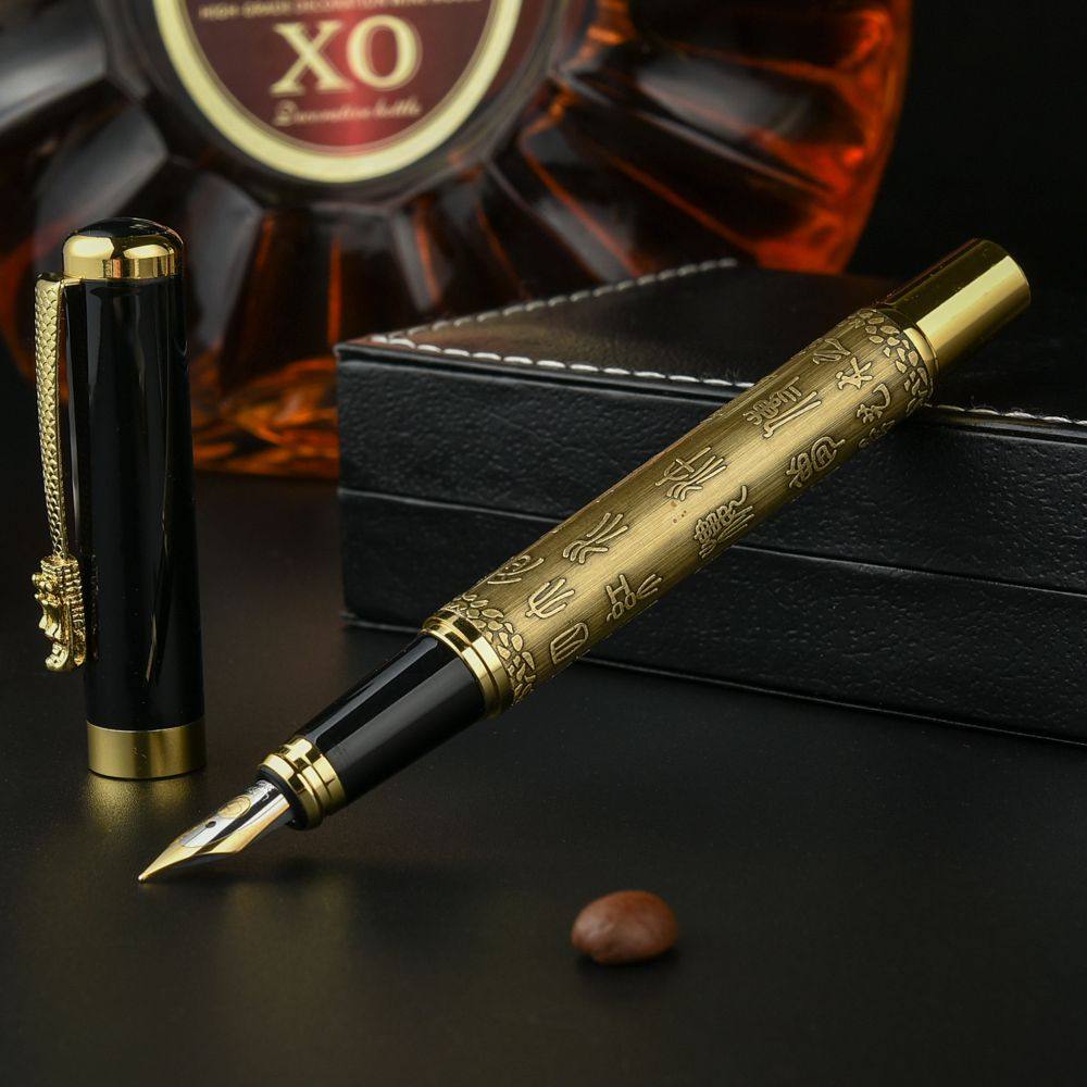 罗氏美工书法练字书写铱金笔学生钢笔龙头浮雕钢笔