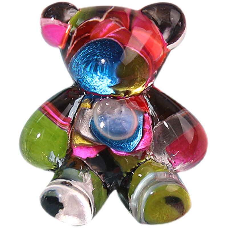 彩色水晶熊奶油胶手机壳树脂饰品配件diy材料包手工自制水晶滴胶