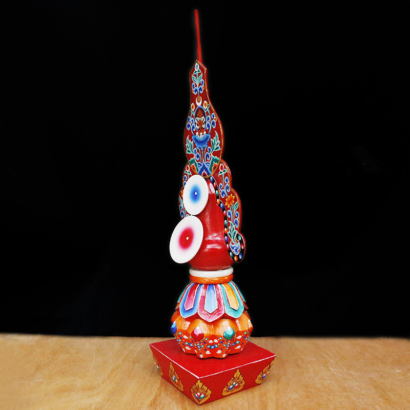 尼泊尔进口藏传用品彩绘三根根本朵玛密宗供佛佛教工艺品