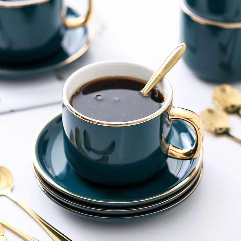 咖啡杯创意骨瓷欧式时尚咖啡套具陶瓷描金套装咖啡杯