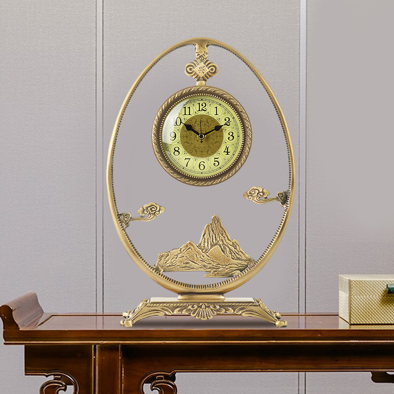 钟表新品座钟静音摆件风水台钟黄铜中式新中式座钟