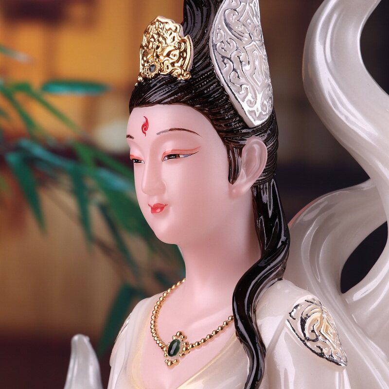 狐仙灵狐姻缘招财供奉居家白狐汉白玉佛牌娘娘摆件