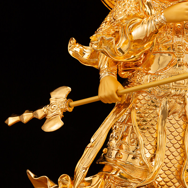 天蓬元帅19寸纯铜鎏金佛像道教护法法神三头六臂星宿摆件