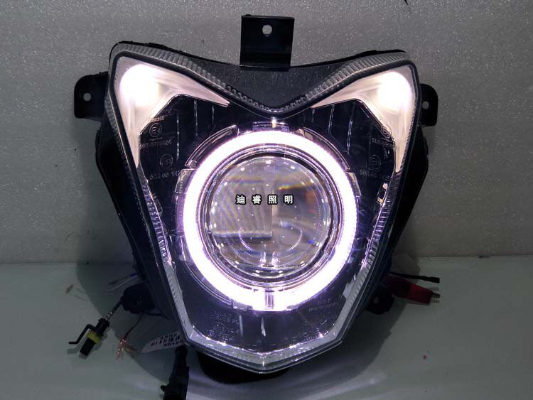 适用欧版bn600i黄龙大灯改装海led双光透镜气灯摩托车车灯