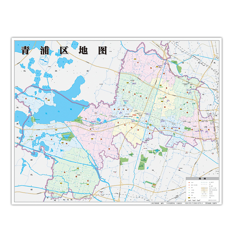 【上海发货】2020年全新版 青浦区地图上海市青浦区交通旅游地铁站