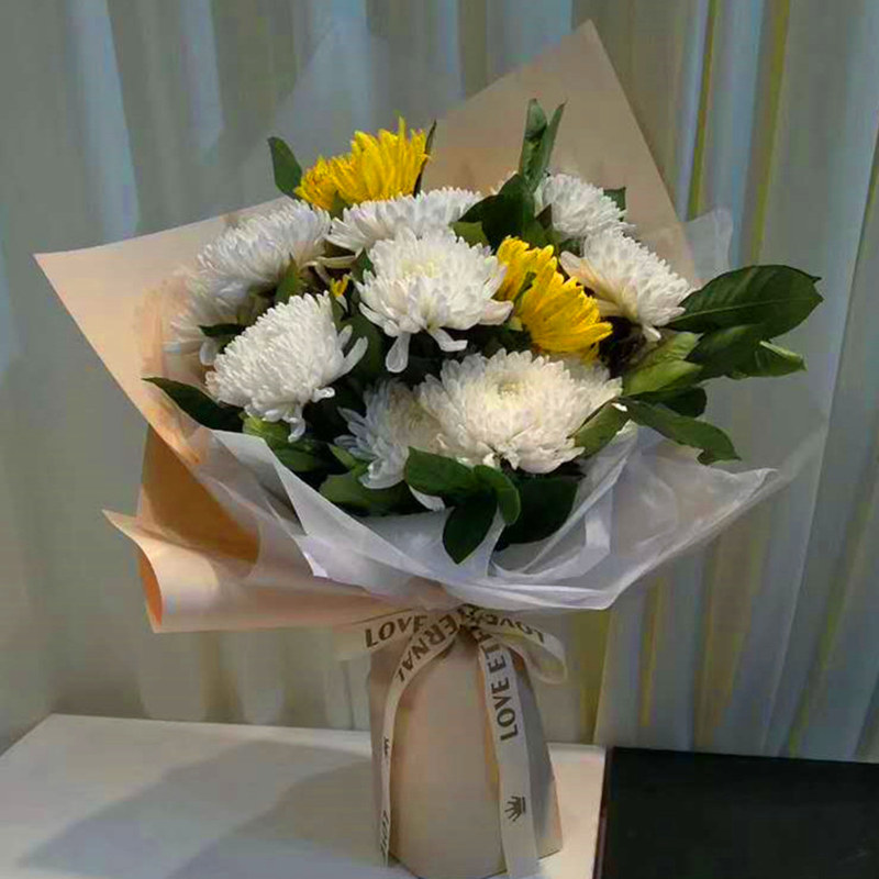 黄白菊花清明节花束扫墓花篮祭祀鲜花追悼花圈追悼