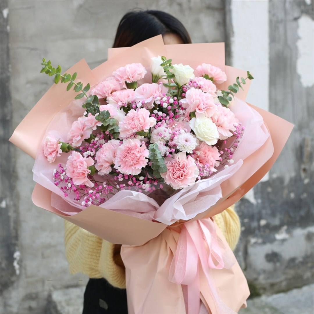 母亲节康乃馨鲜花花束老师长辈妈妈婆婆洋桔梗南宁鲜花速递同城