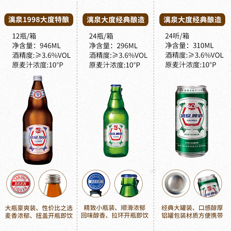 桂林漓泉1998整箱大度特酿10度啤酒啤酒福顺食品专营店