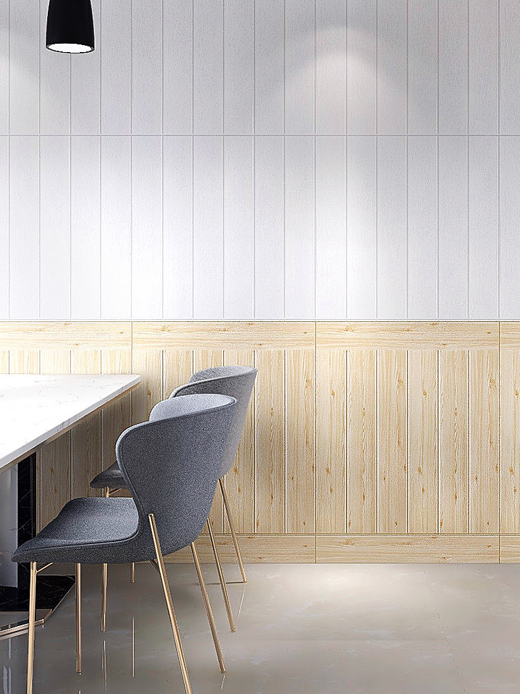 仿木木纹墙纸自粘墙围装饰幼儿园防撞壁纸3d墙贴