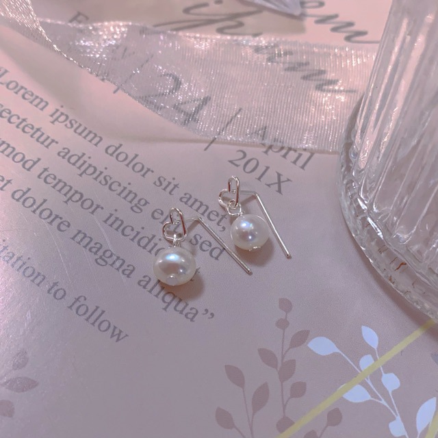 可爱法式小巧天然淡水珍珠素银耳环女韩小众设计高级耳饰耳钉耳坠