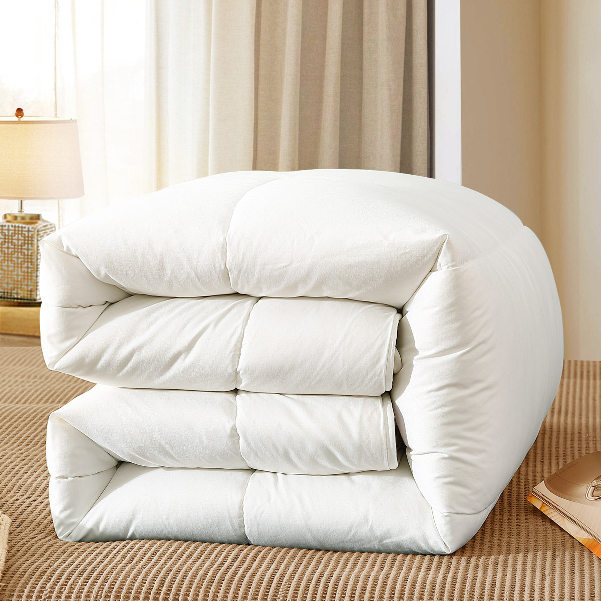 水星家纺澳洲羊毛被子保暖双人被褥羊毛被