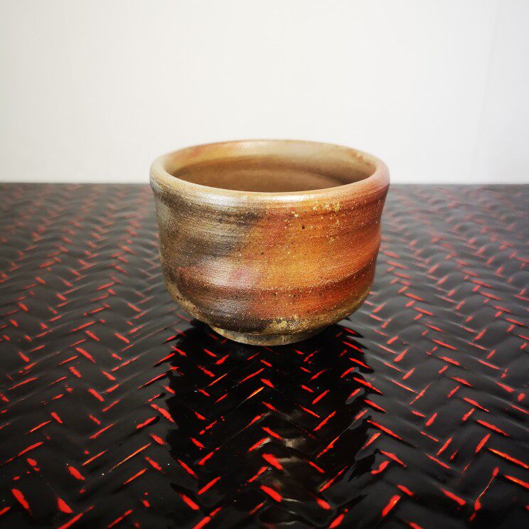 日本备前烧松园作柴窑柴烧茶杯手工拉胚器型茶杯