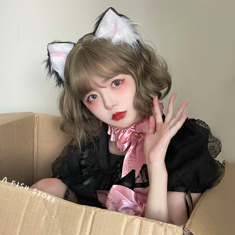 甜心鱼家新款假发短款卷发可爱lolita猫系少女整顶假发