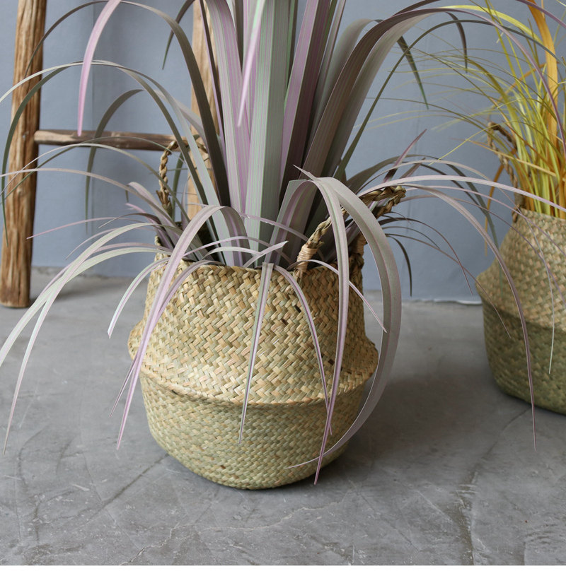 花盆北欧海草编织花篮琴叶龟背藤编折叠收纳花盆