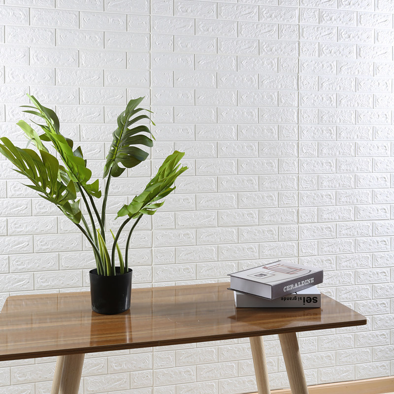 白砖纹墙纸自粘3d立体墙贴防水防撞背景墙泡沫墙贴