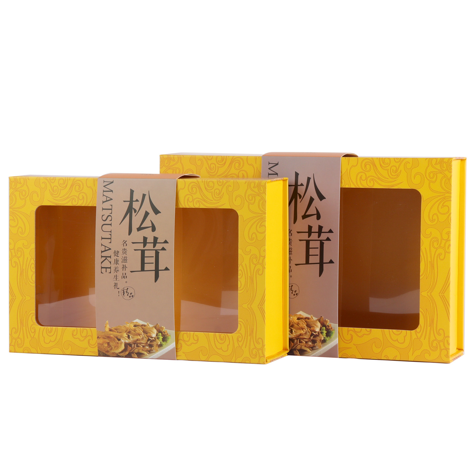 新款松茸包装盒松茸片礼品盒土特产鱼胶羊肚菌红250克礼品盒