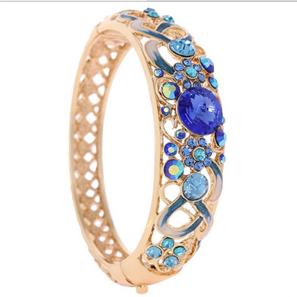 新款超闪北京正宗景泰蓝手镯珐琅镯子镂空水钻手镯