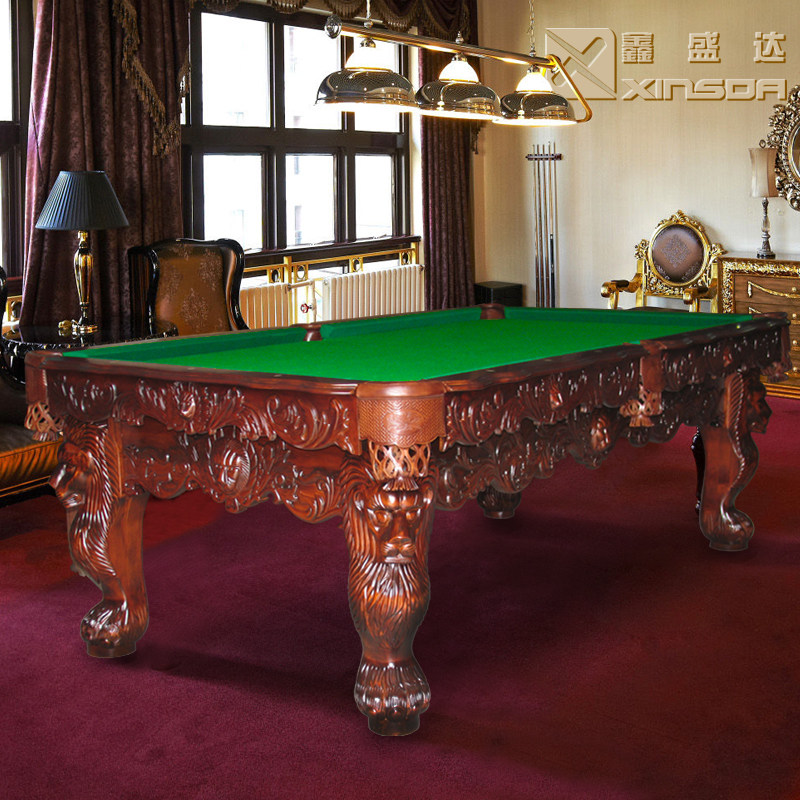 wf皇冠标准雕刻台球桌美式球黑成人台球桌
