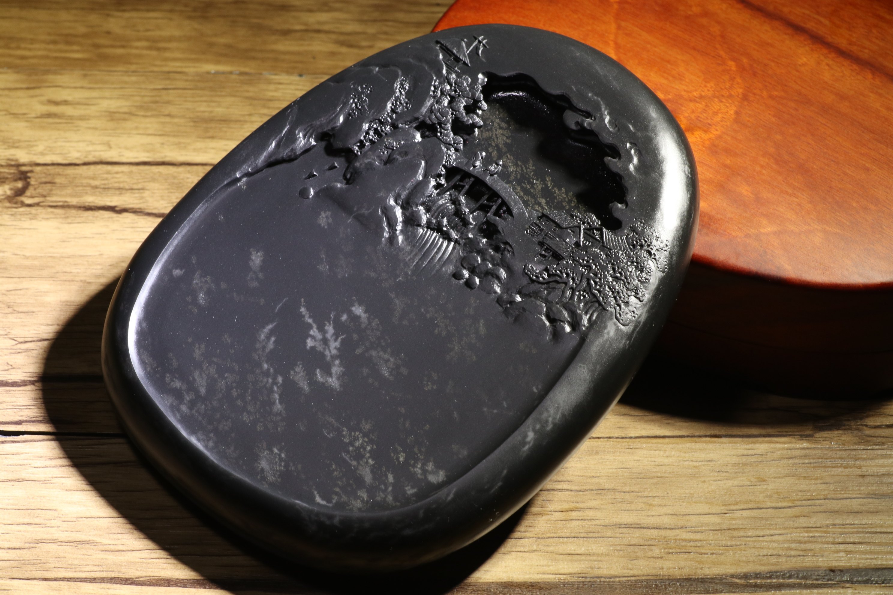 精雕细琢手工雕刻匠心设计山水砚台书法书画文房四宝文房四宝