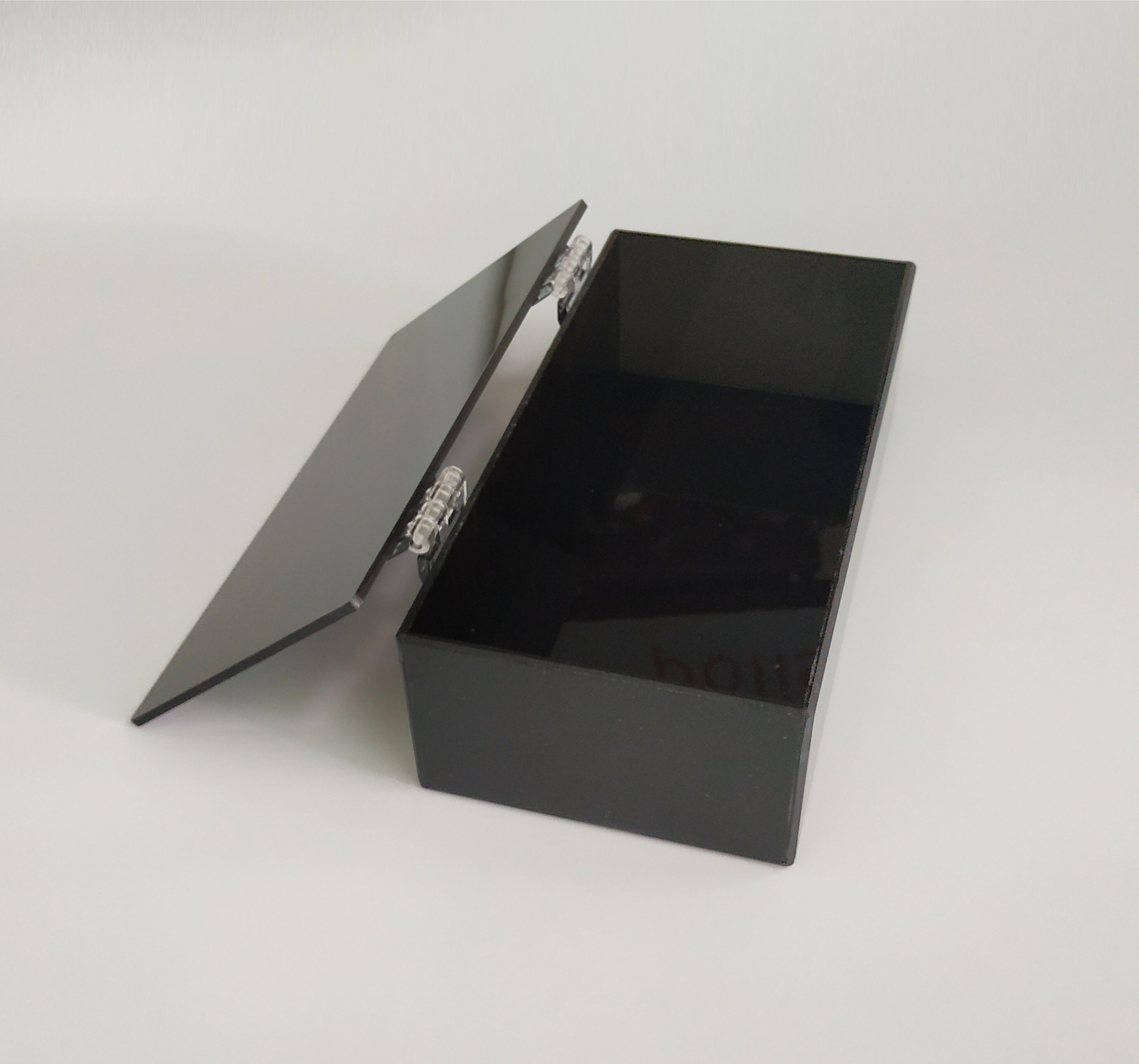 有机玻璃亚克力黑色长方盒子透明小盒玩具手办定做桌面收纳盒