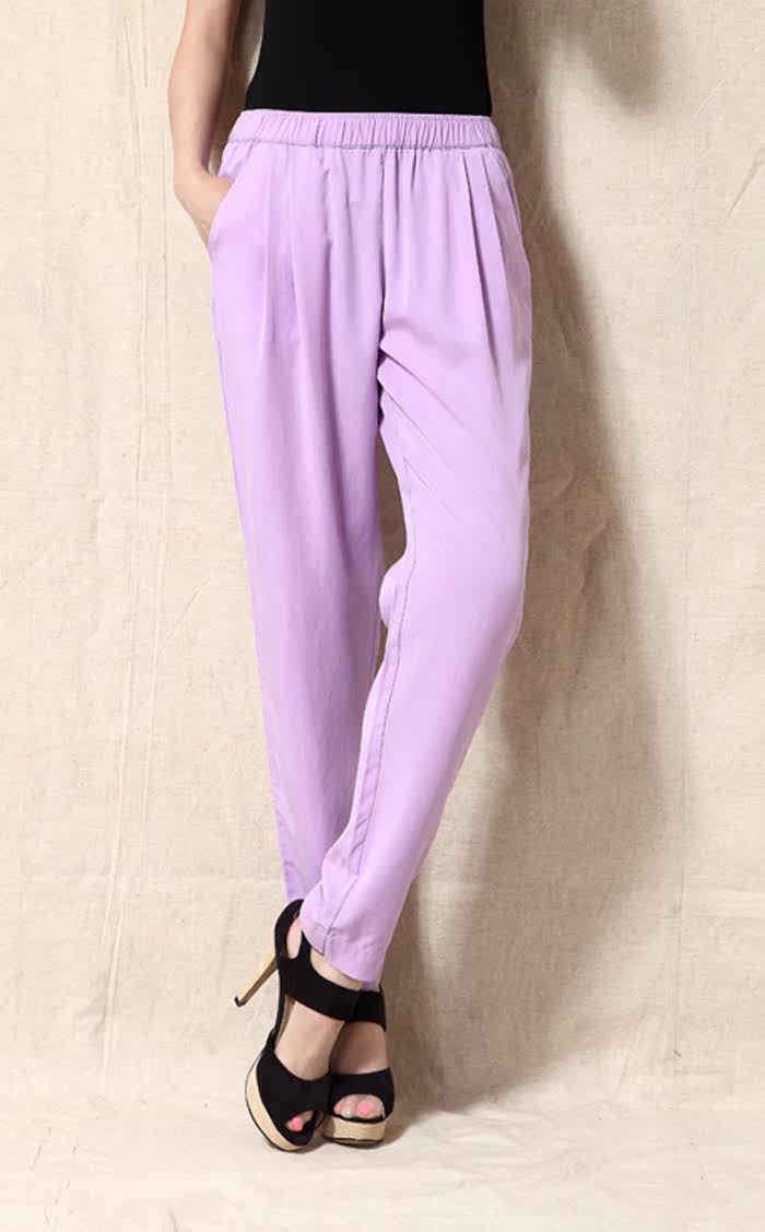 新款韩国进口亚麻铜氨丝天丝薄料宽松显瘦女裤哈伦裤夏小脚九分裤