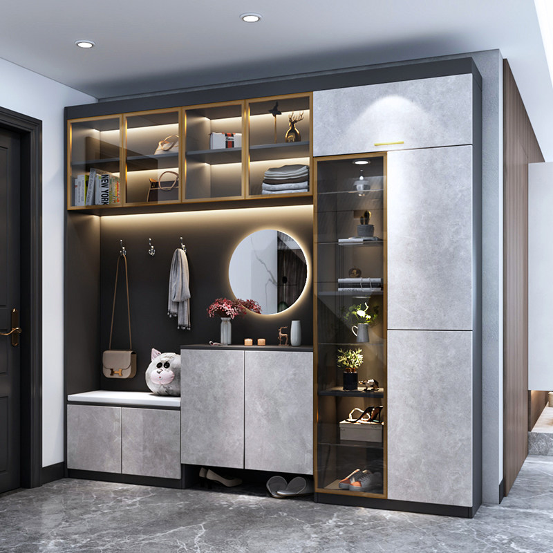 进门鞋柜轻奢现代玄关大容量家用门口衣帽入户鞋柜