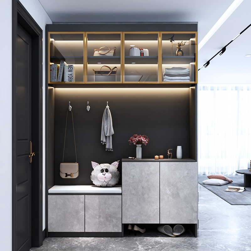 进门鞋柜轻奢现代玄关大容量家用门口衣帽入户鞋柜