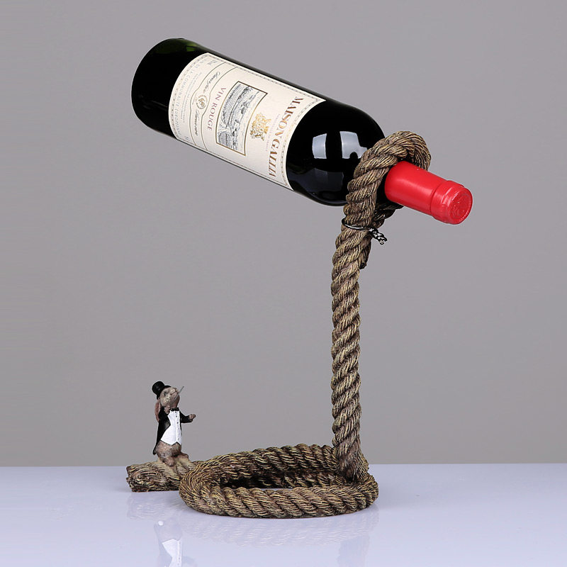 欧式红酒魔术师简约绳子葡萄葡萄酒酒瓶托杯架摆件酒架