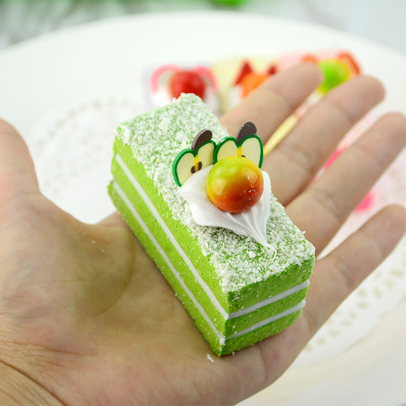 蛋糕水果高仿真仿真模型长方形切块彩色柔软逼真仿真果蔬