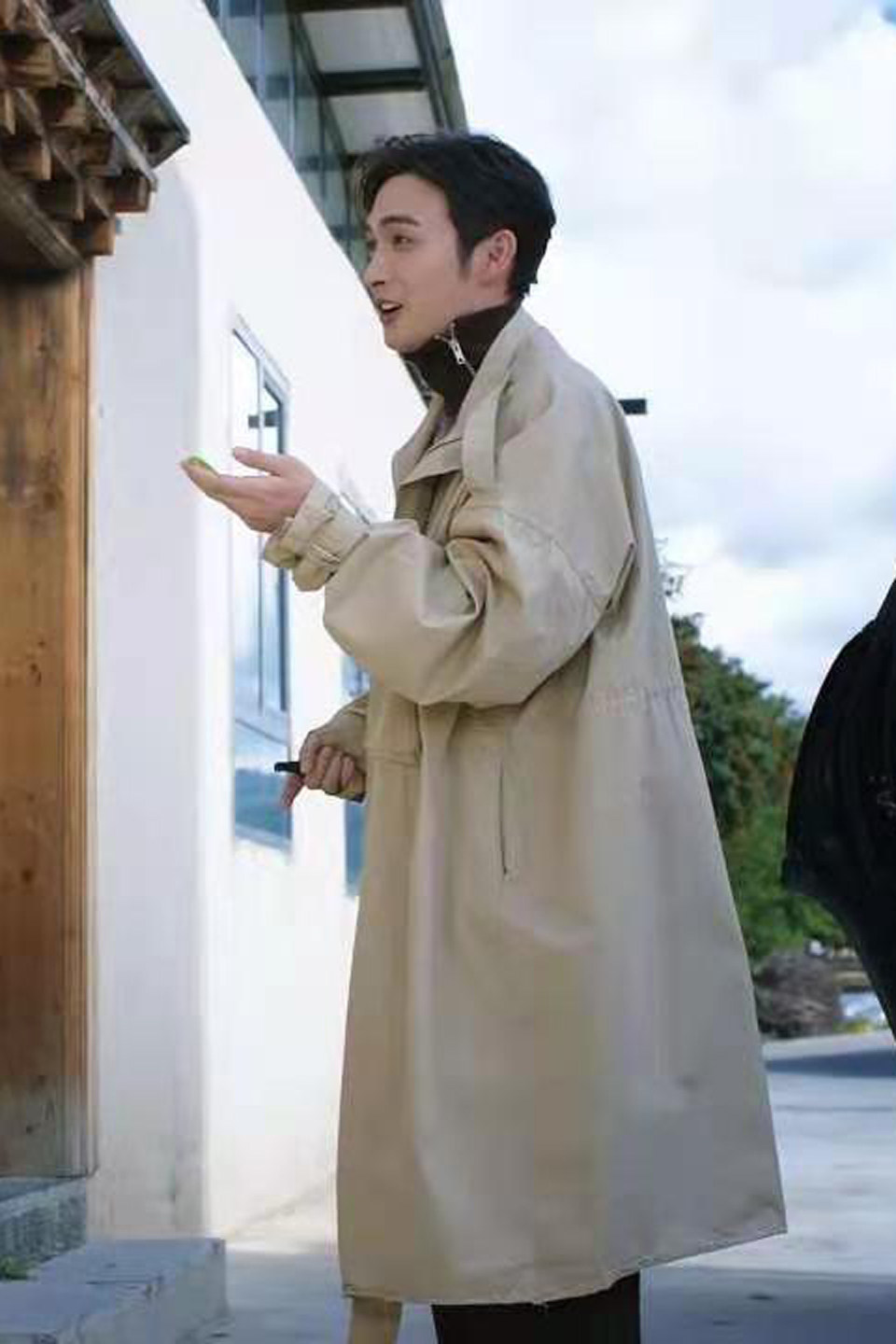 休闲宽松外套多口口袋卡其色风衣外秋司藤张彬彬风衣