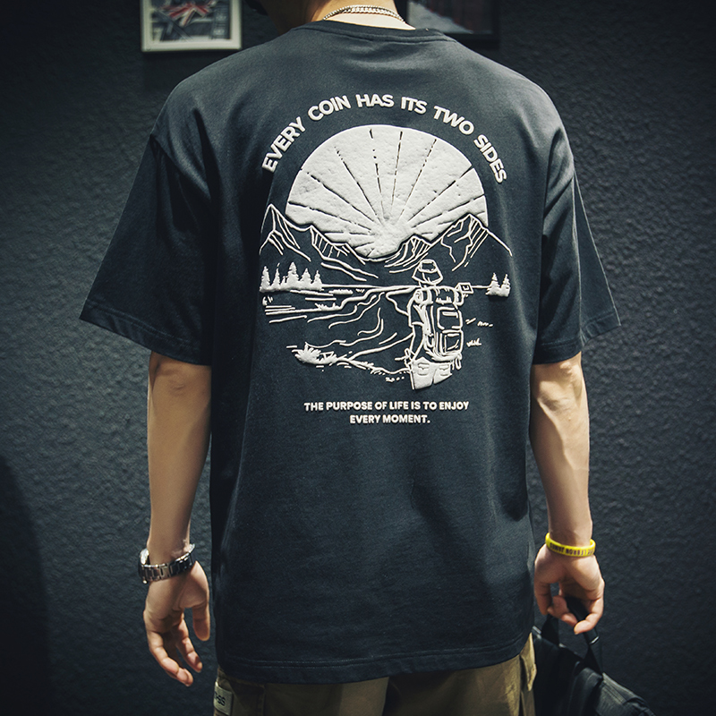 夏季纯棉短袖t恤男宽松潮牌ins大码半袖胖子加肥加大潮流夏天体恤