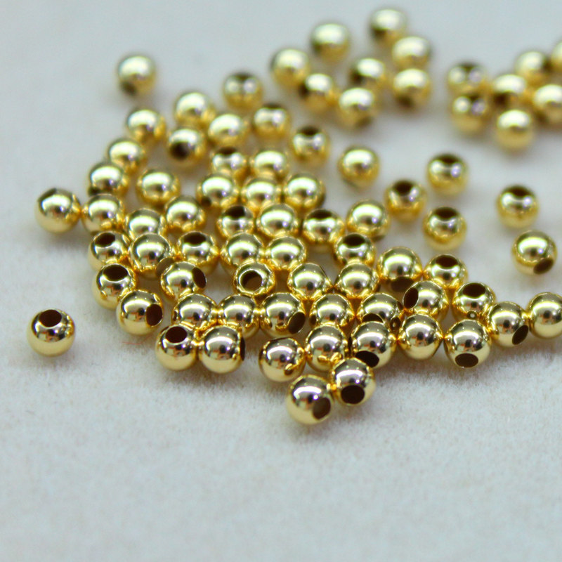 18k黄金硅胶定位调节珠子配件散珠diy间隔光身隔片进口路路通项链