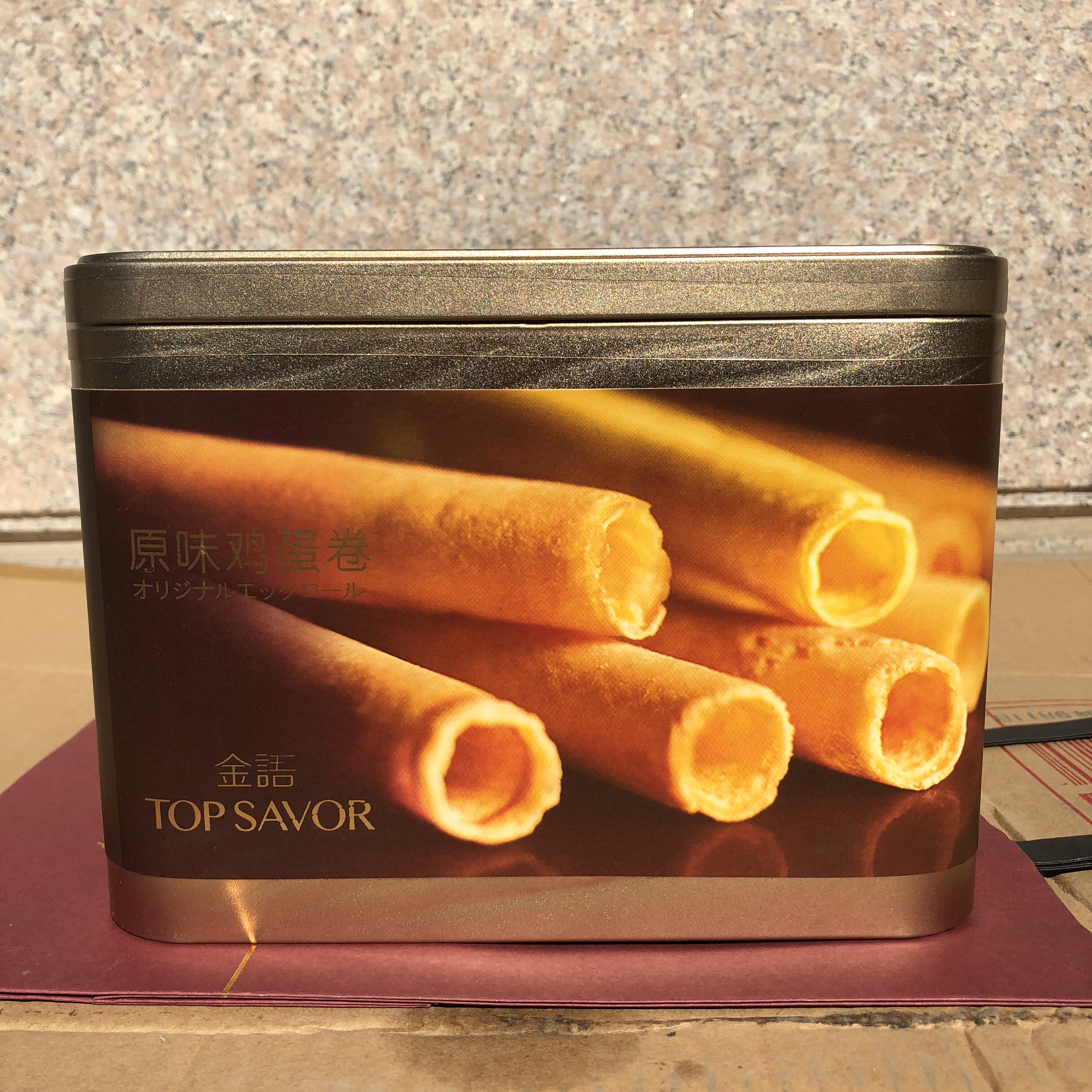 澳门金语蛋卷 礼盒铁盒桶装 芝麻味鸡蛋味320g 送礼佳品