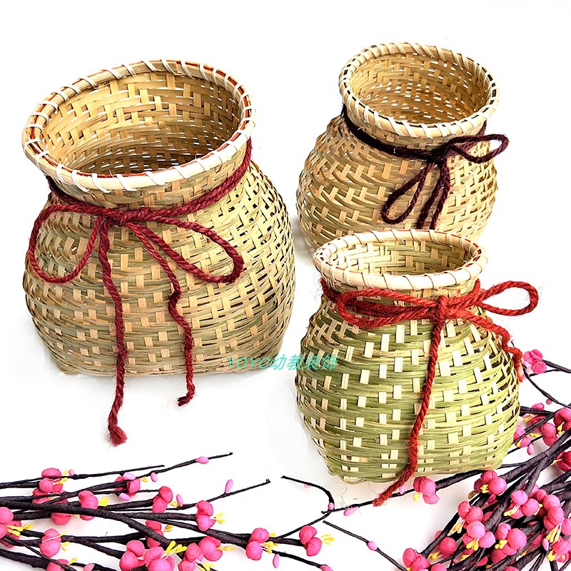 幼儿园教室走廊装饰传统民间手工竹编鱼篓竹篓竹编