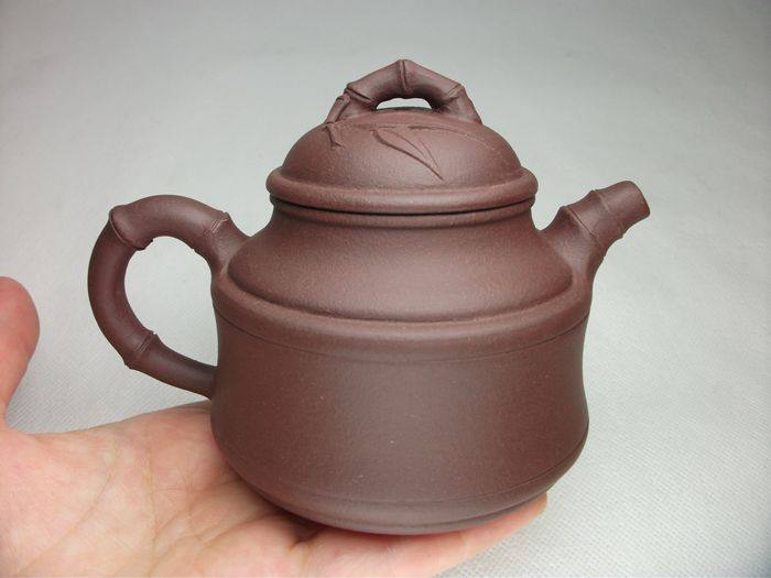 原矿紫泥145cc紫砂壶王兆春竹鼎传统竹叶竹节茶壶