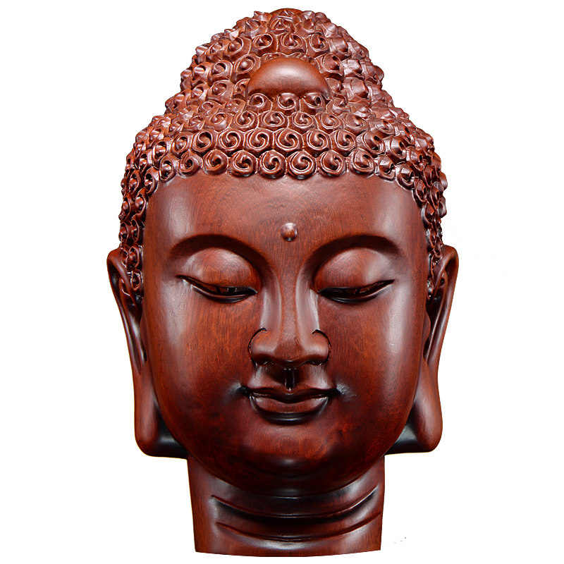 黄花梨木雕释迦摩尼佛像佛头摆件实木木雕
