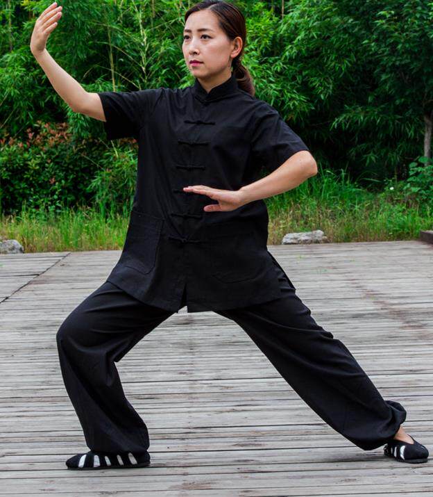 武当夏季短袖亚麻太极服装男女道袍道士武术太极服