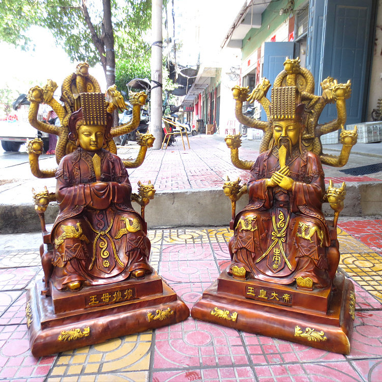 王母精工纯铜玉帝一套九龙龙椅摆件老天爷玉皇大帝摆件