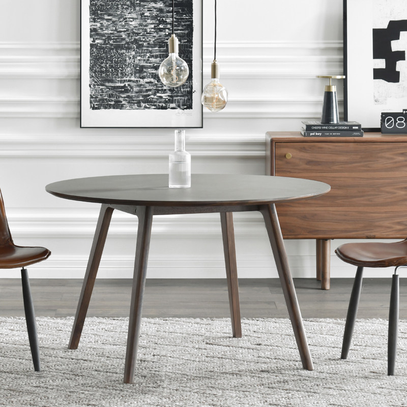 jolor北欧现代简约丹麦设计胡桃木圆桌进口soho油毡实木餐桌