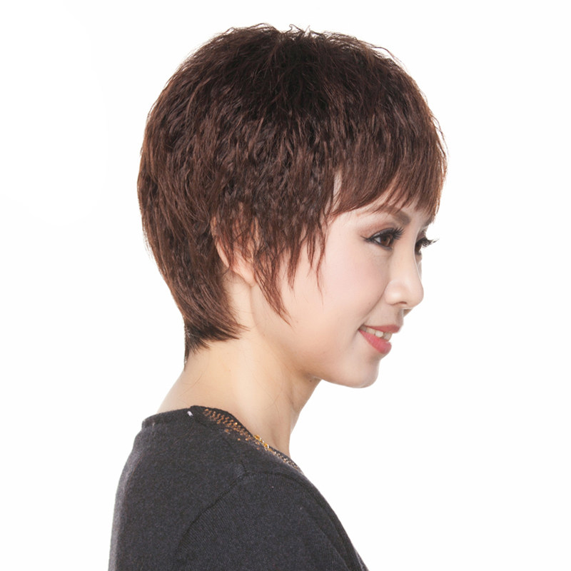 时尚妈妈假发短发中年玉米中老年女士头发帅气逼真整顶假发