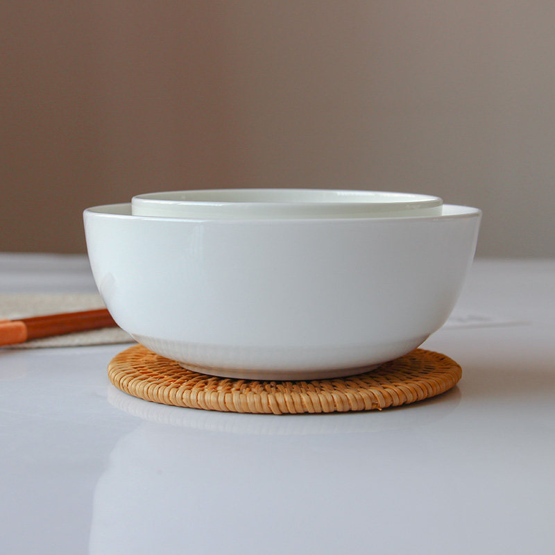 景德镇纯白色家用小汤碗骨瓷碗韩式日式陶瓷餐具单个米饭碗沙拉碗