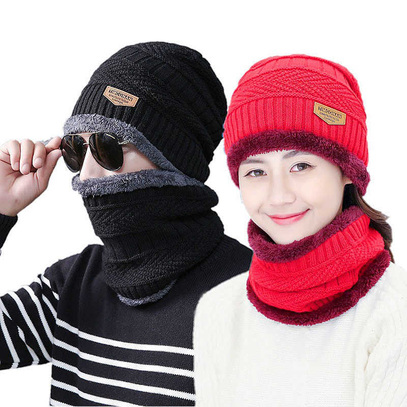 帽子冬男女韩版针织护耳保暖毛线帽套防寒加厚两件套头围脖包头帽
