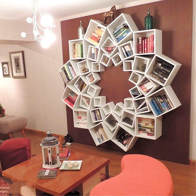 书架北欧简约花瓣客厅墙壁置物架样板间软墙上书架