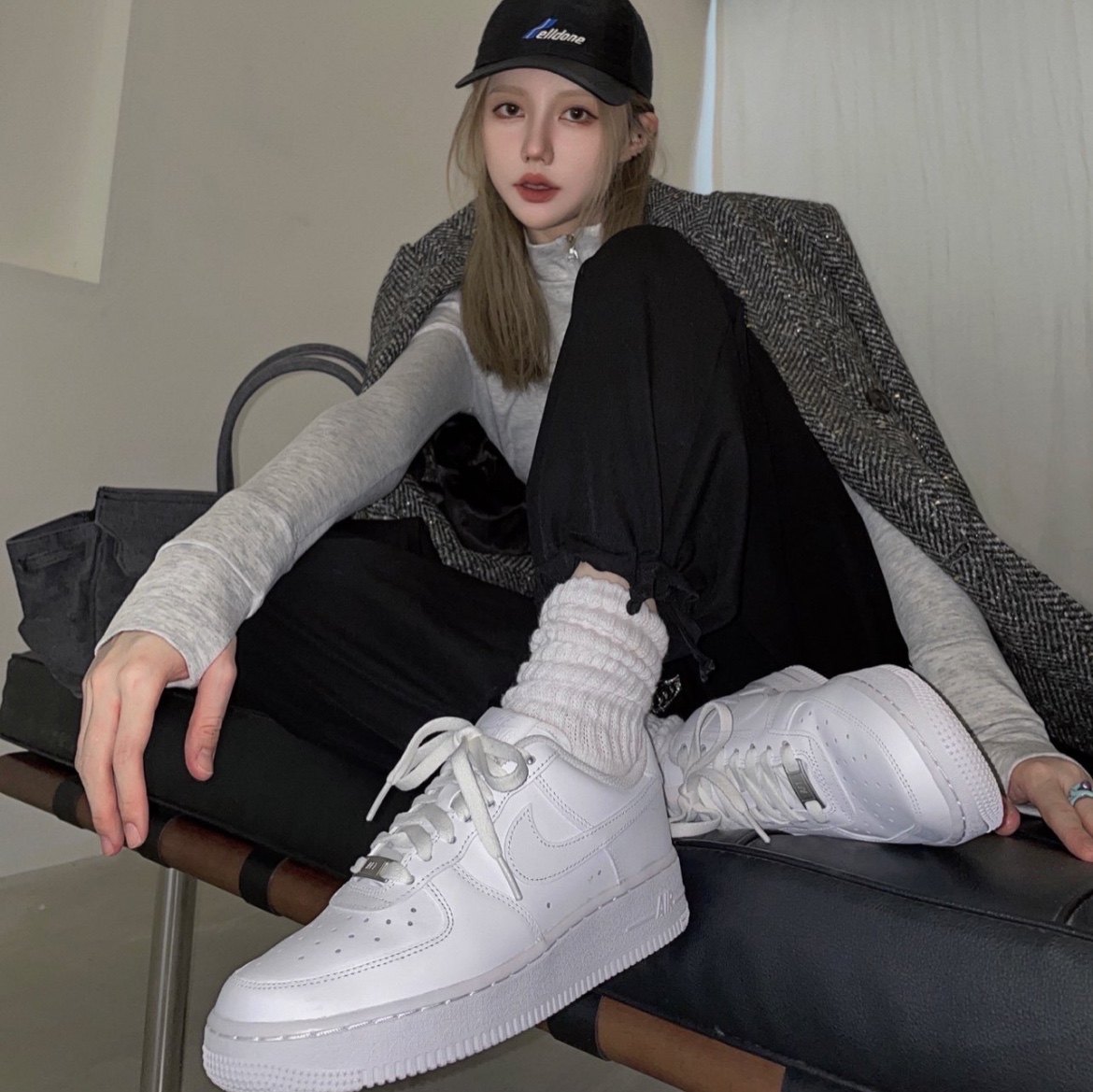 耐克nikeairforce1af1纯白全白小麦空军一号lowmid