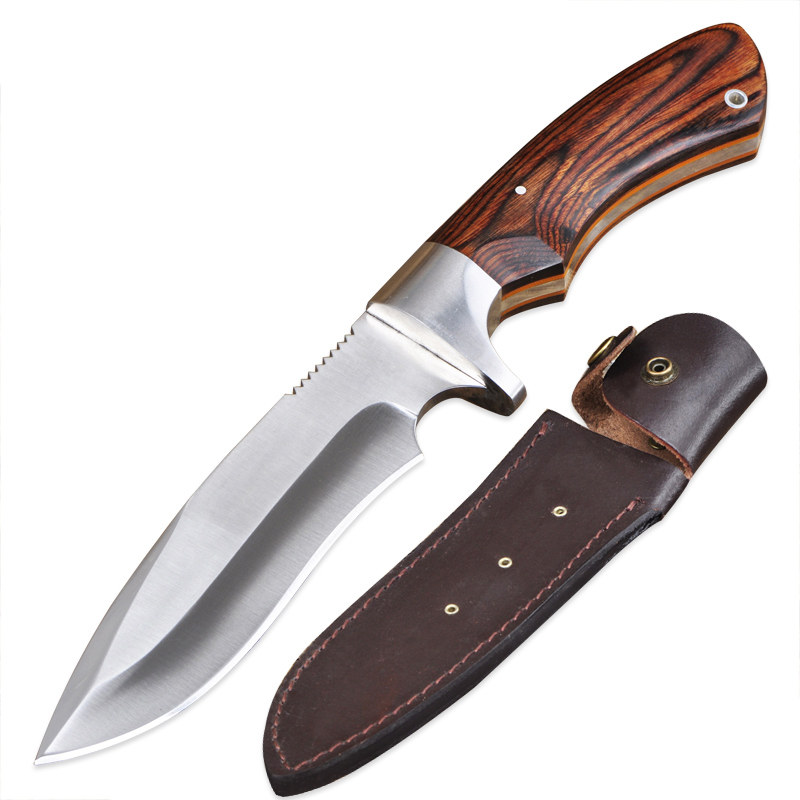 户外登山开路锋利开刃直刀手工随身防身荒野外求生刀便携水果刀具