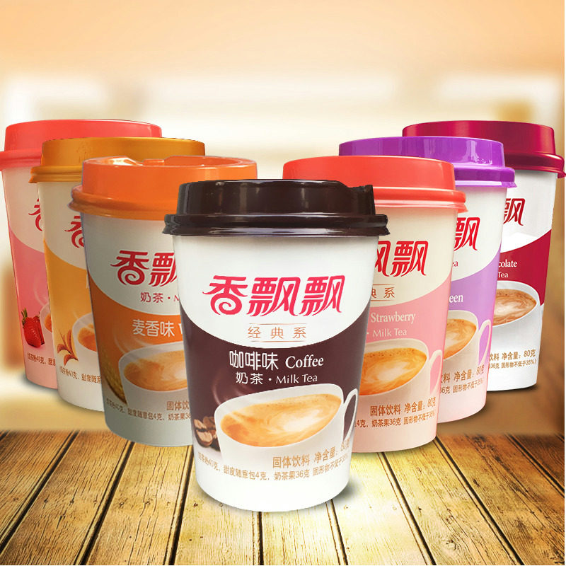 奶茶2月5月新货香飘飘白桃味80克15杯12杯原味杯装奶茶